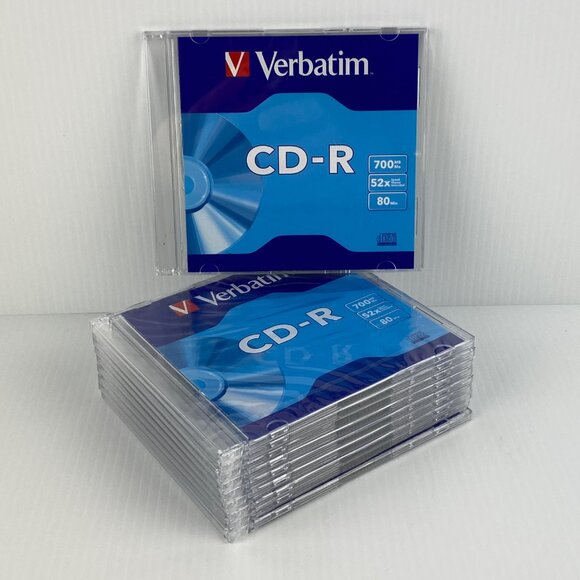 Verbatim CD-R  Box of 10 with Slimline Jewel Cases 700MB - 52X - 80 minutes each - Picture 1 of 9
